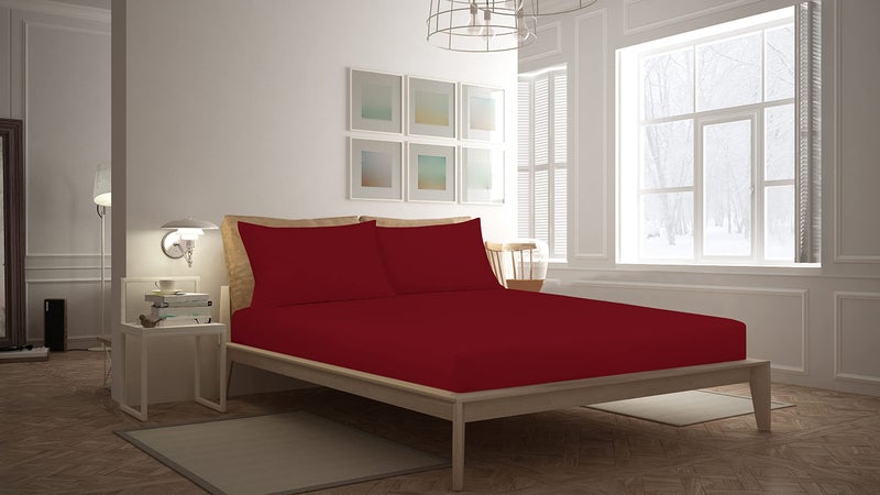 Royale Linens Fitted Sheet California King - Hotel Quality -1800 Soft Wrinkle & Fade Resistant - Bottom Sheet - Deep Pocket Stretches Upto 16"" - Fitted Sheet Only - Elastic Sheet (King Cal  Burgundy) - Image 5